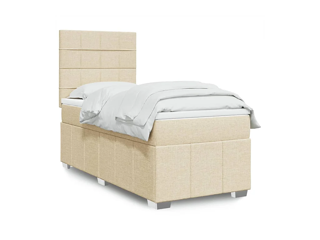Sommier à lattes de lit avec matelas Crème 100x200 cm Tissu