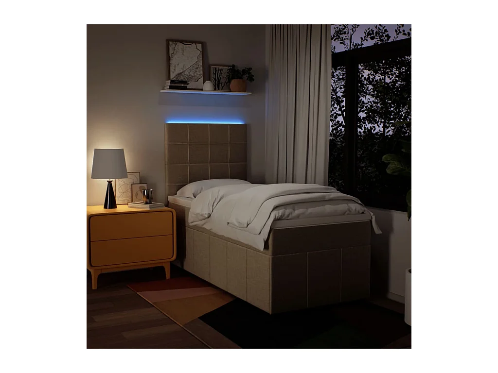 Sommier à lattes de lit avec matelas Crème 100x200 cm Tissu