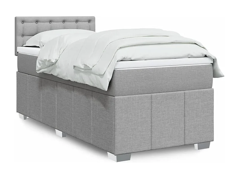 Boxspringbett mit Matratze Hellgrau 90x190 cm Stoff