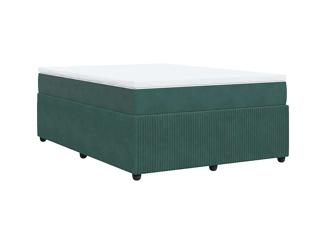 Boxspringbett mit Matratze Dunkelgrün 140x190 cm Samt