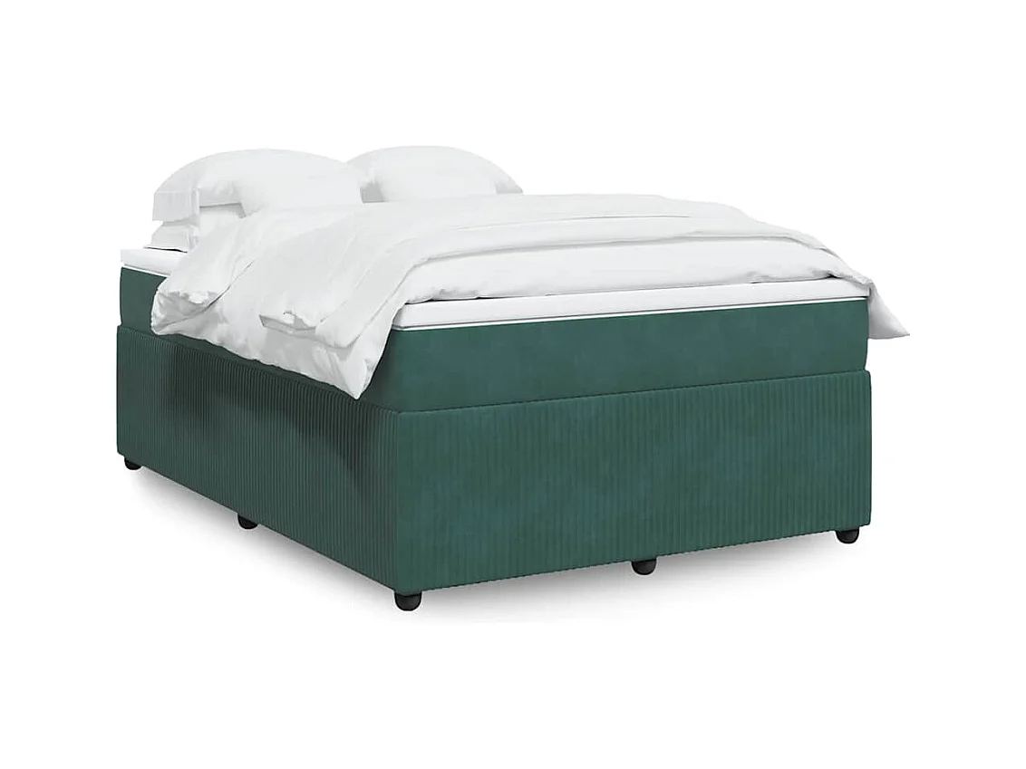Sommier à lattes de lit et matelas Vert foncé 140x190cm Velours