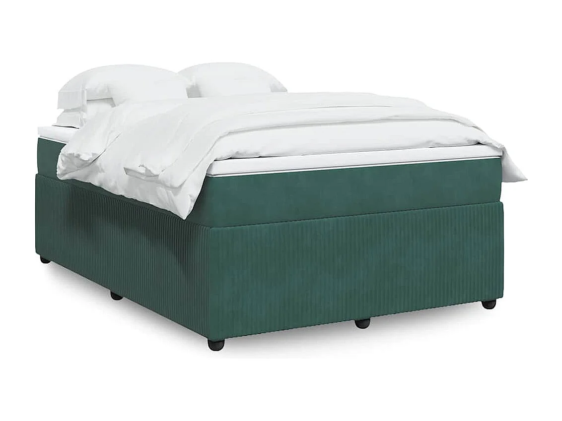 Cama com molas/colchão 140x190 cm veludo verde-escuro