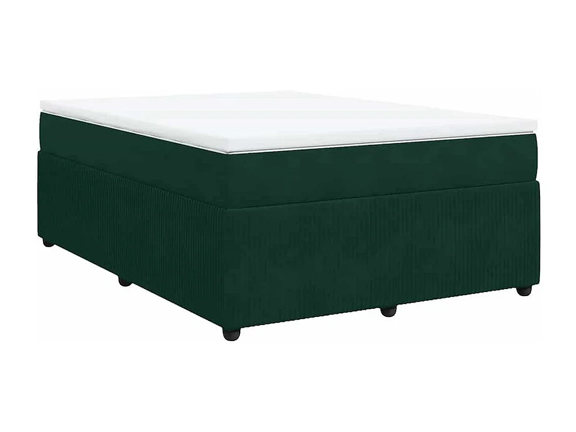 Cama com molas/colchão 140x190 cm veludo verde-escuro