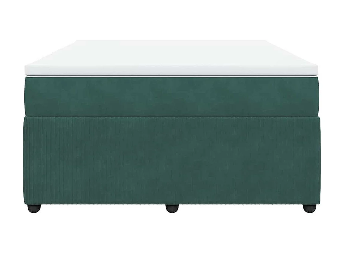 Cama com molas/colchão 140x190 cm veludo verde-escuro
