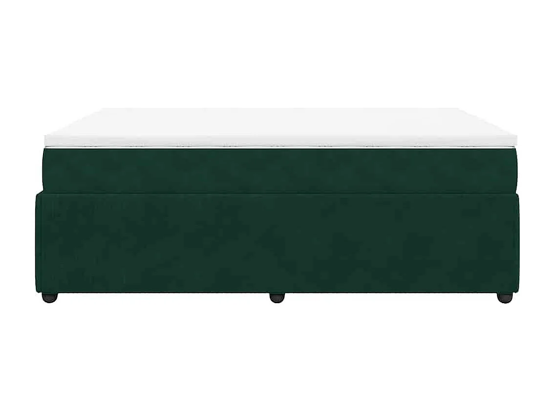Cama com molas/colchão 140x190 cm veludo verde-escuro