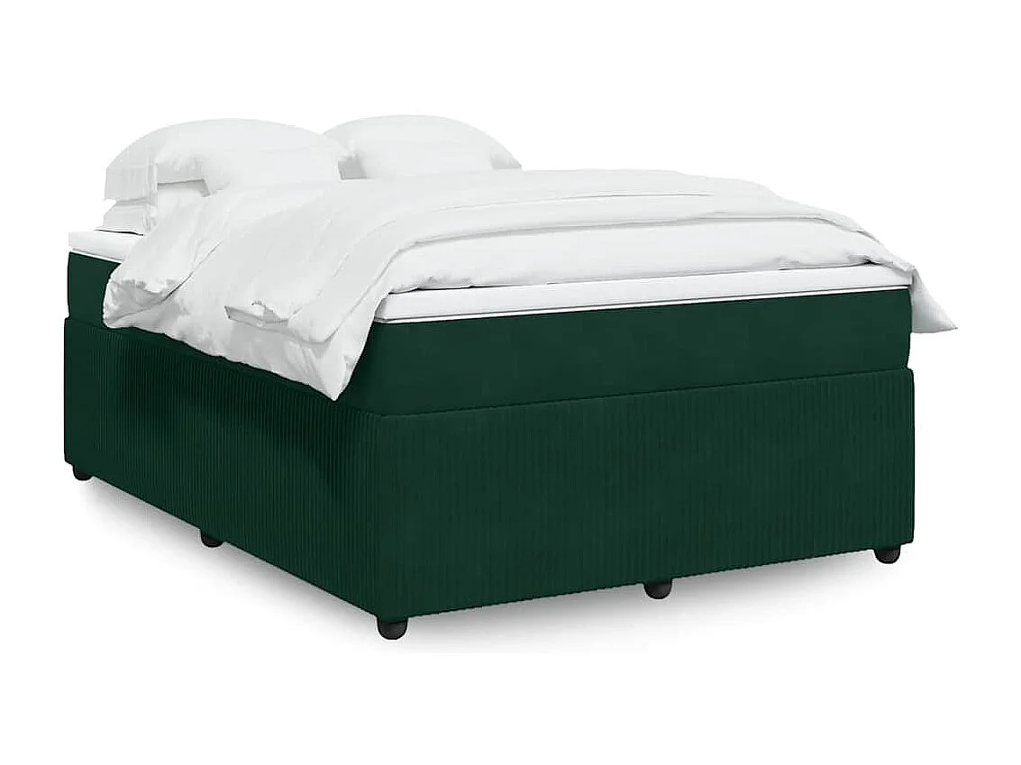 Sommier à lattes de lit et matelas Vert foncé 140x190cm Velours