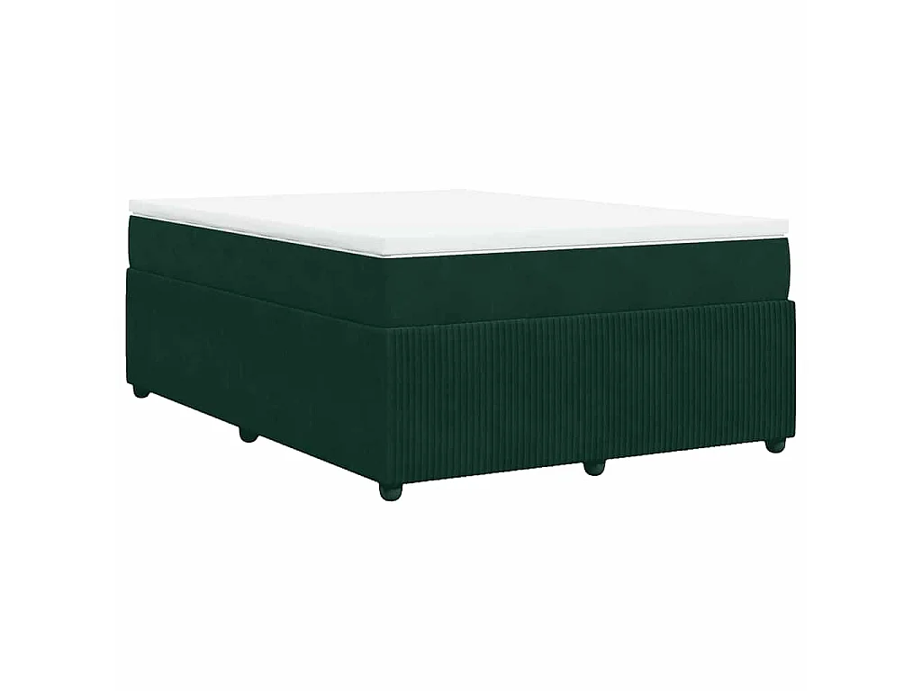 Sommier à lattes de lit et matelas Vert foncé 140x190cm Velours