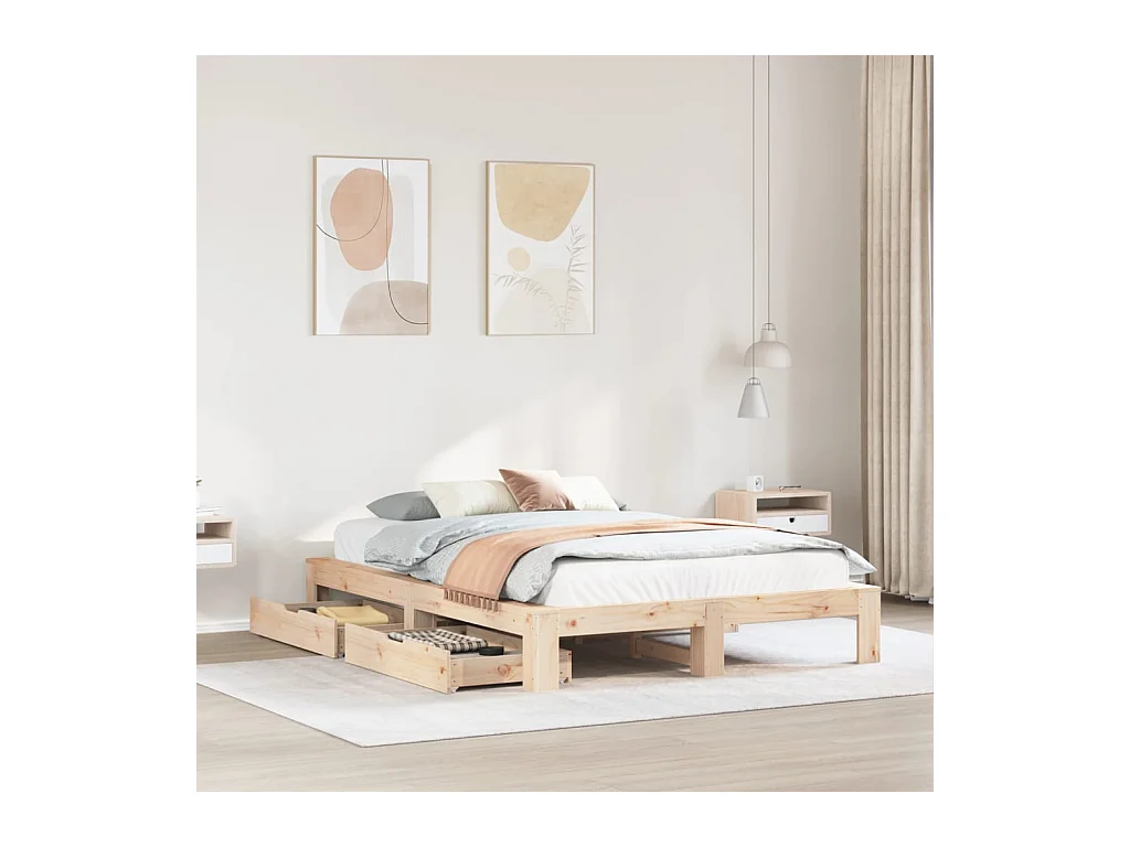 Cadre de lit sans matelas 140x200 cm bois massif de pin