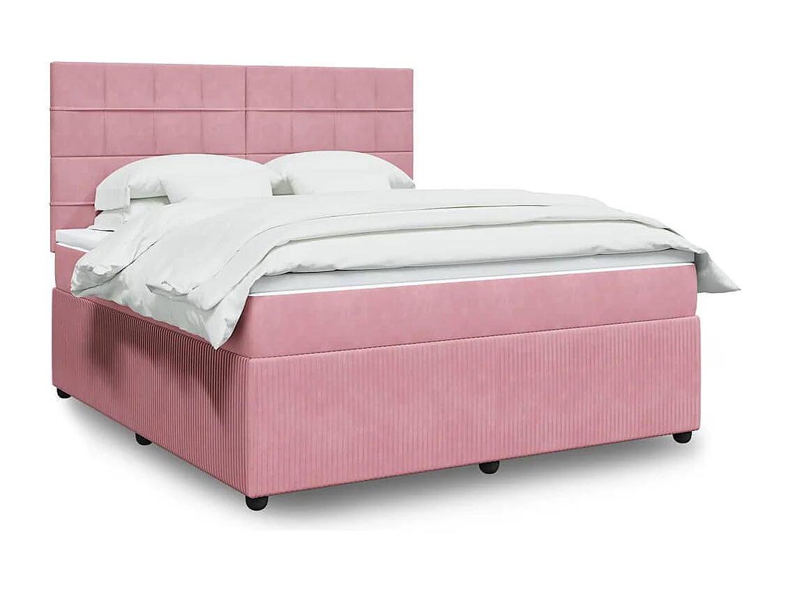 Boxspring met matras fluweel roze 180x200 cm