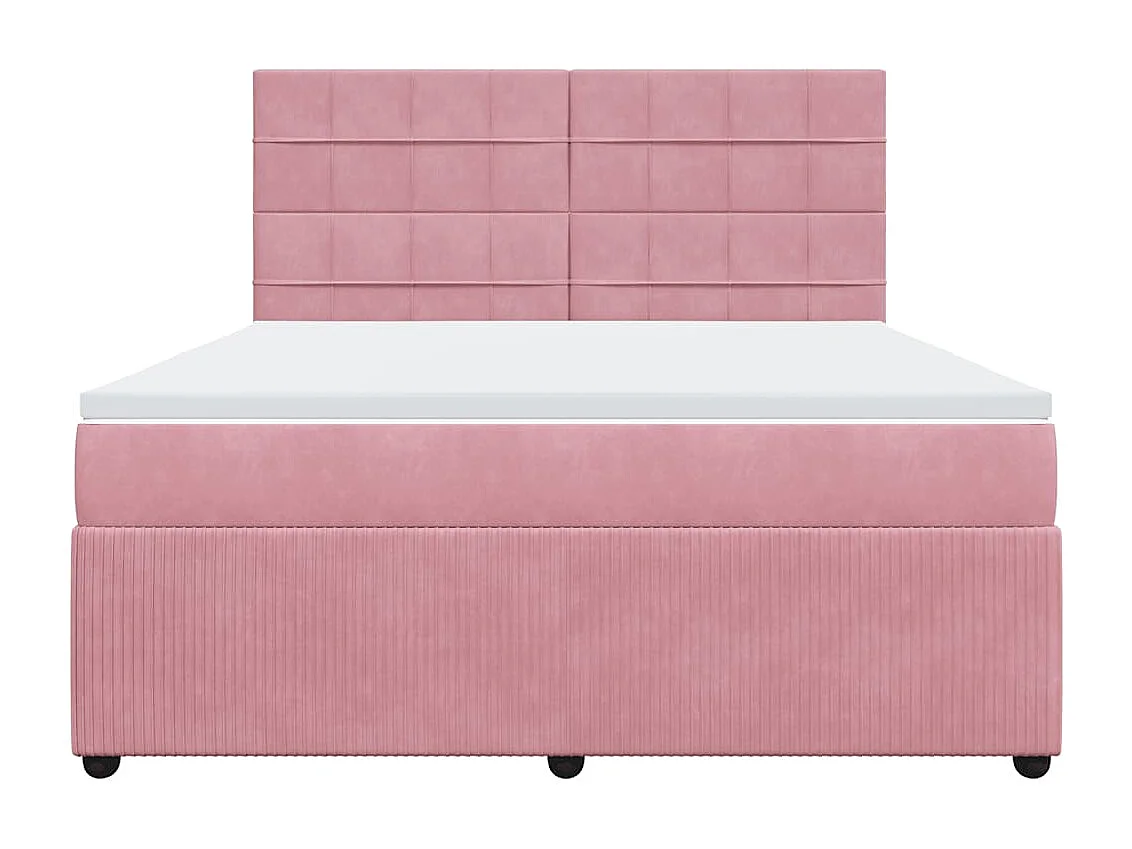 Boxspring met matras fluweel roze 180x200 cm