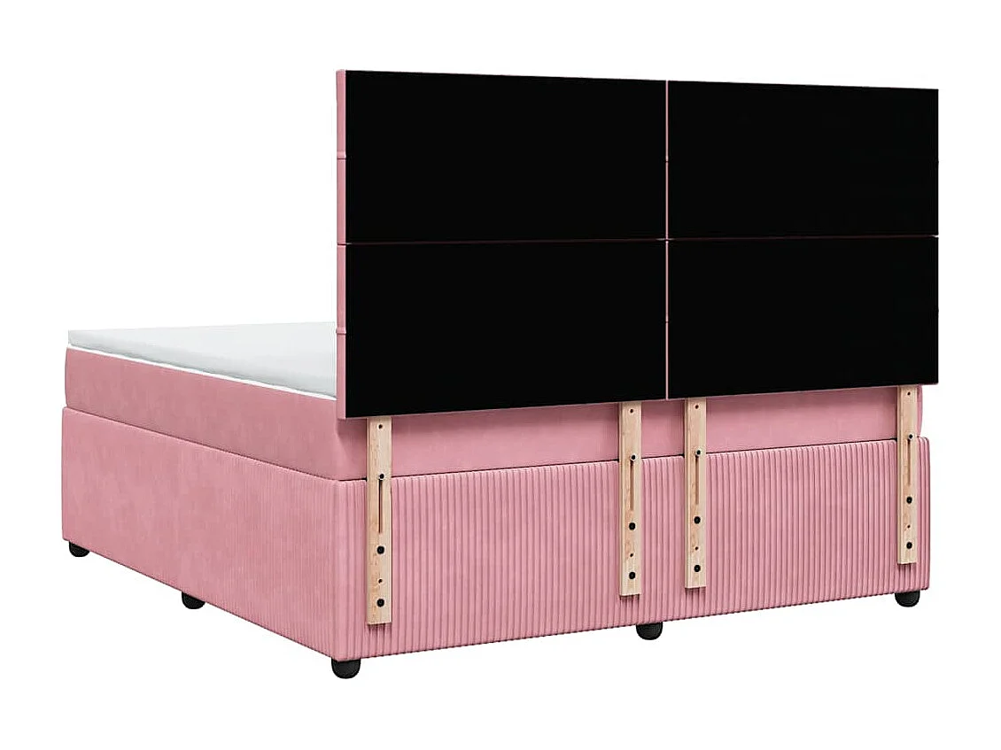 Boxspring met matras fluweel roze 180x200 cm