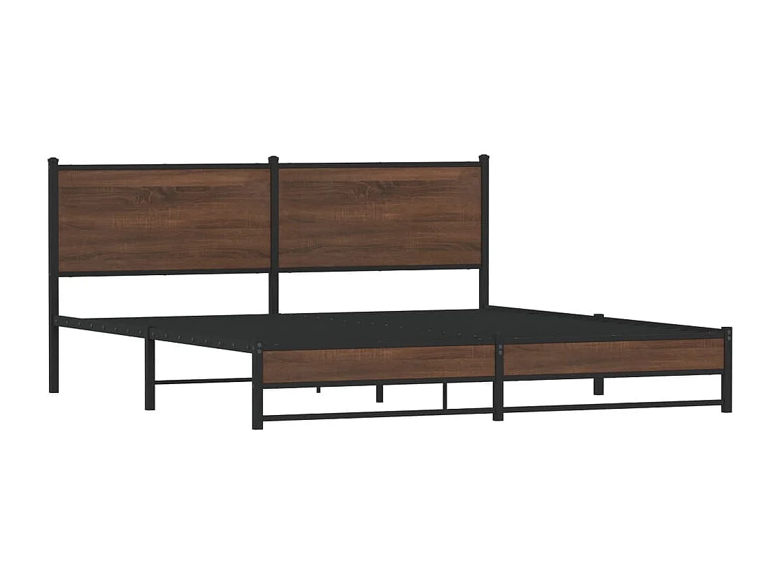 Estructura de cama sin colchón metal roble marrón 180x200 cm