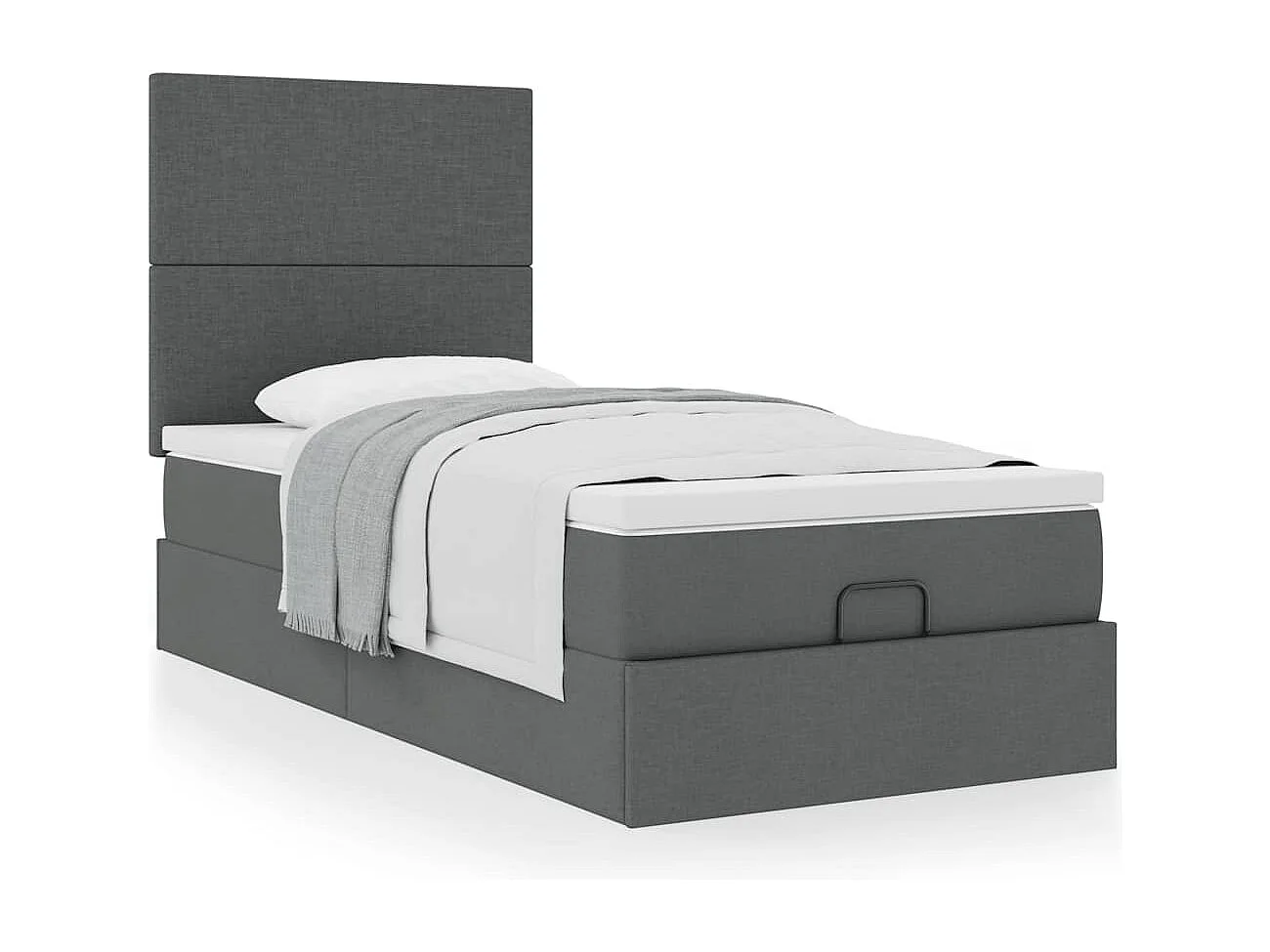 Cadre de lit ottoman avec matelas gris foncé 100x200 cm tissu