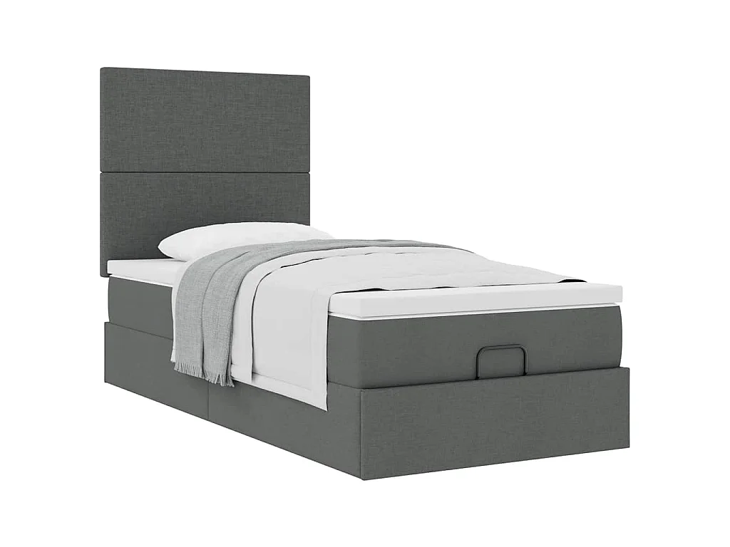 Ottoman-Bett mit Matratze Dunkelgrau 100x200 cm Stoff