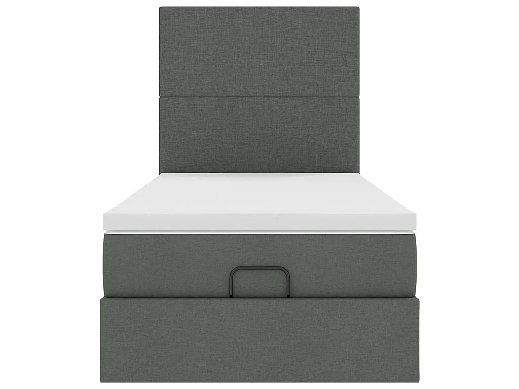 Ottoman-Bett mit Matratze Dunkelgrau 100x200 cm Stoff