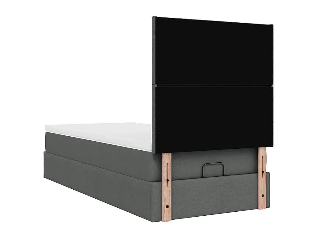 Ottoman-Bett mit Matratze Dunkelgrau 100x200 cm Stoff