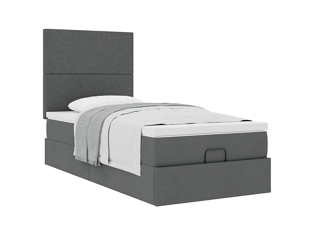 Ottoman bed met matras 100x200cm stof donkergrijs