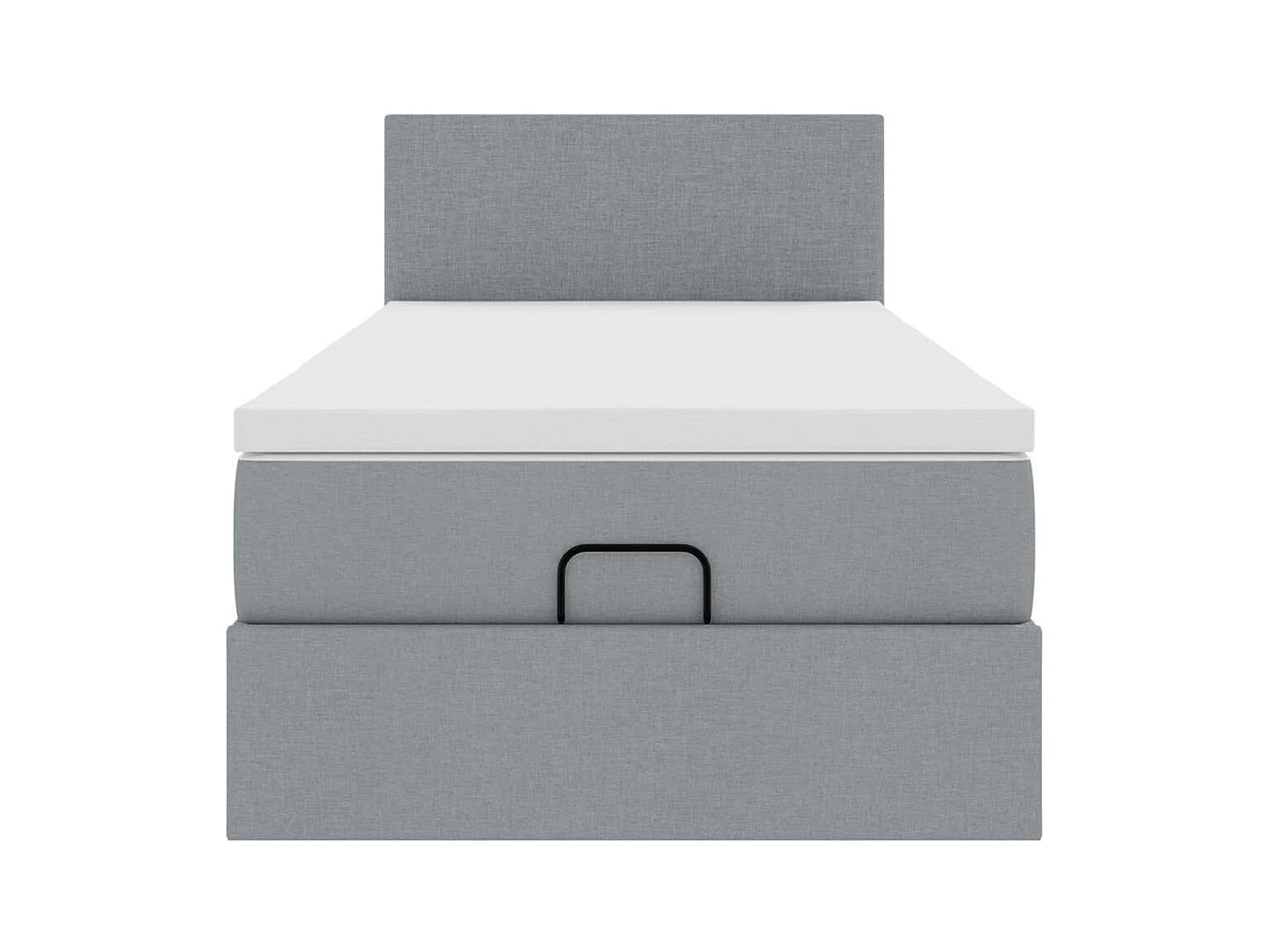 Lit ottoman avec matelas et LED gris clair 90x200 cm tissu