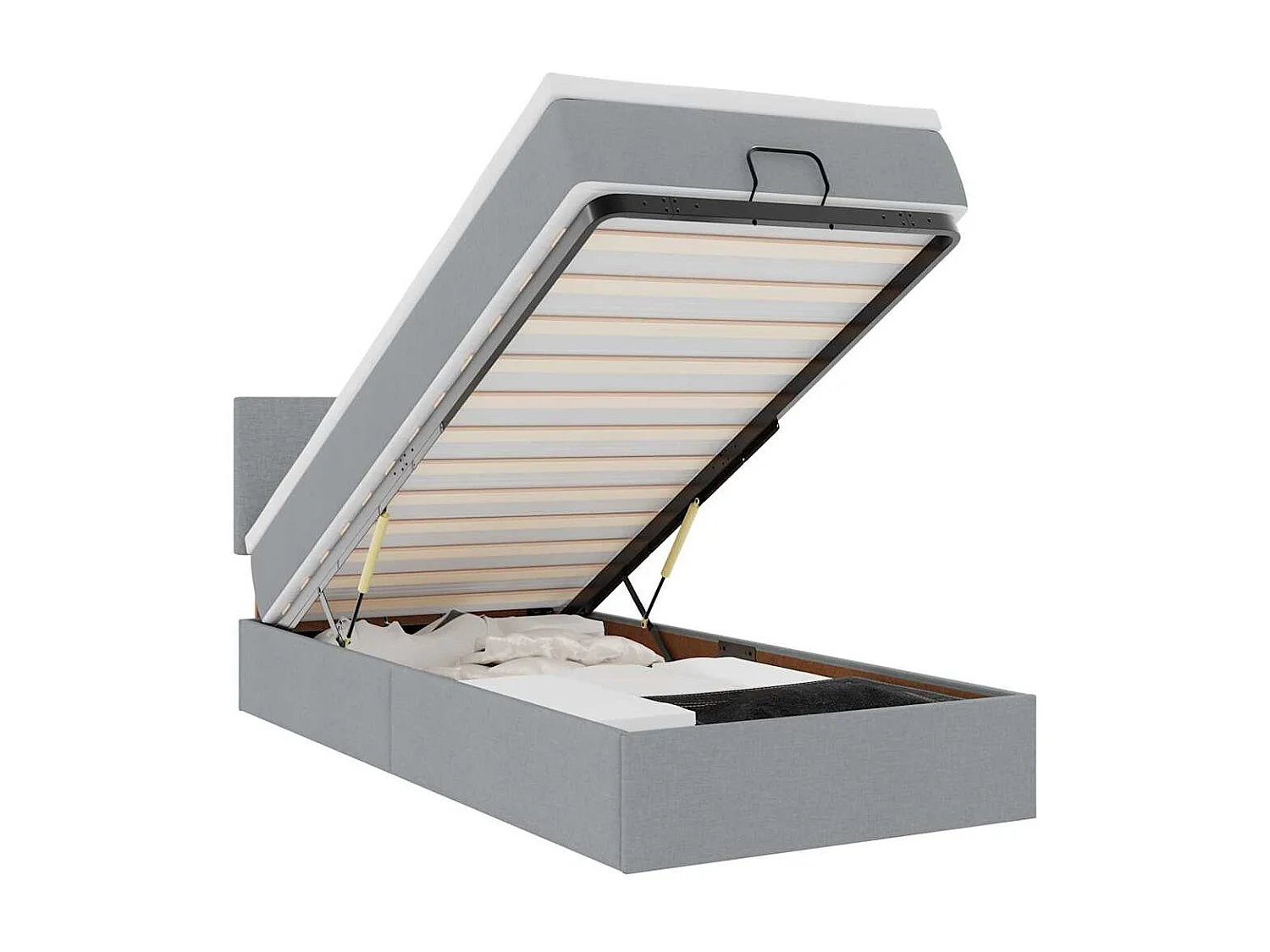 Bed poef met matras en LED's 90x200 cm stof lichtgrijs