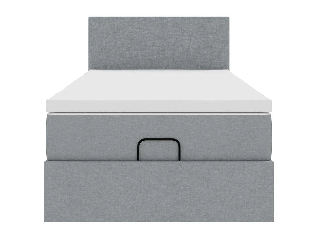 Pouf Letto con Materasso e LED Grigio Chiaro 90x200 cm Tessuto