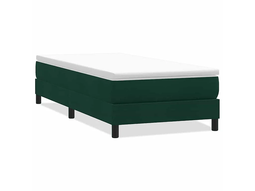 Cama com molas sem colchão 90x220 cm veludo verde-escuro
