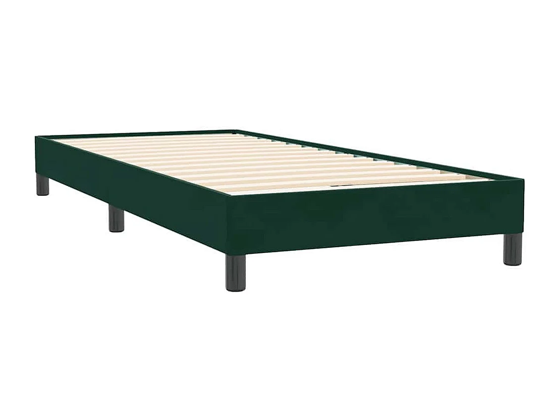 Cama com molas sem colchão 90x220 cm veludo verde-escuro