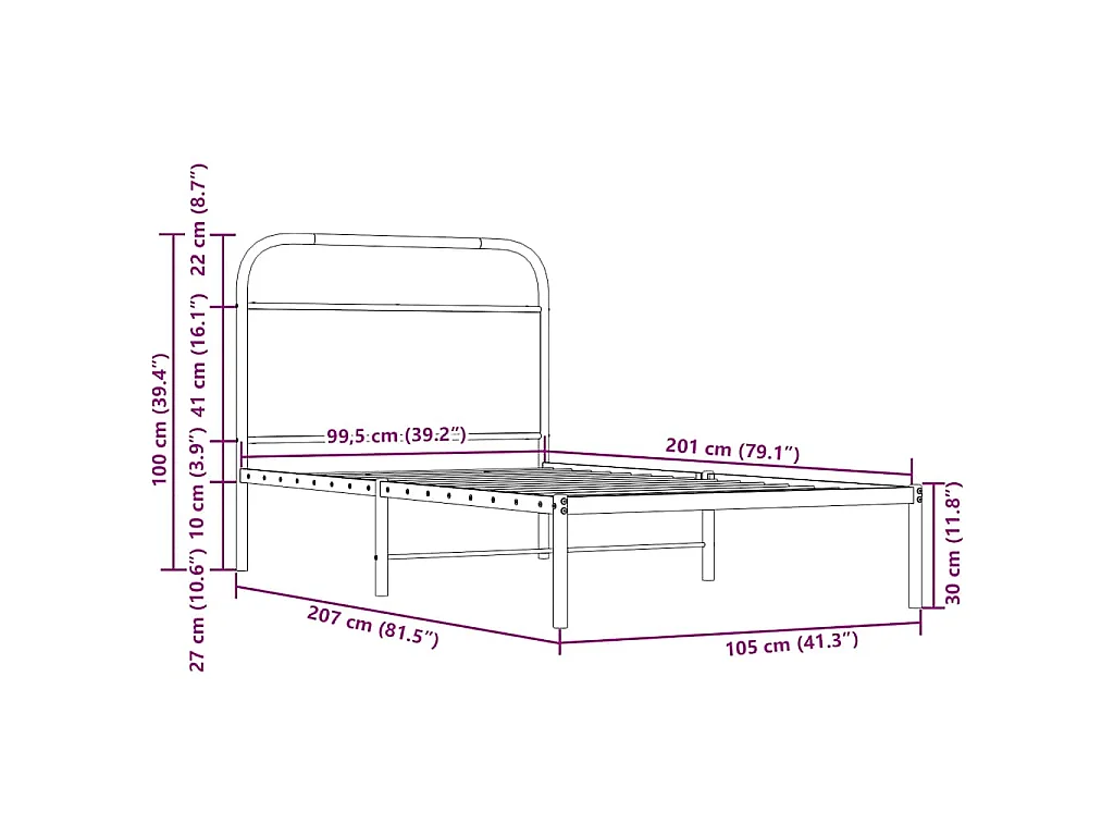 Cadre de lit sans matelas 100x200 cm chêne marron