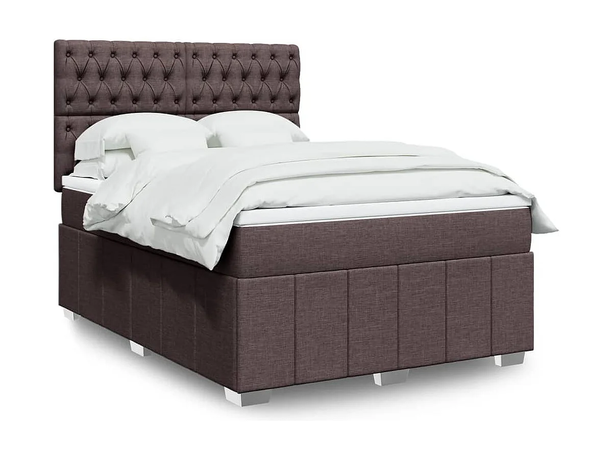 Boxspring met matras stof donkerbruin 160x200 cm