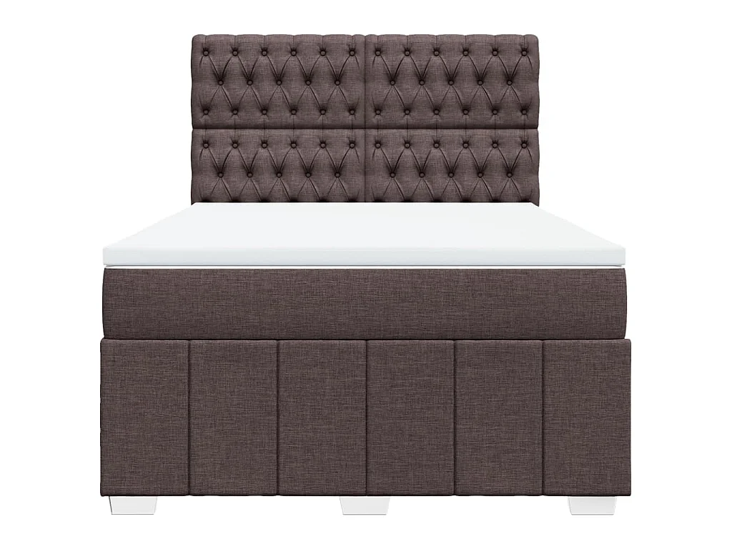 Cama com molas/colchão 160x200 cm tecido castanho-escuro