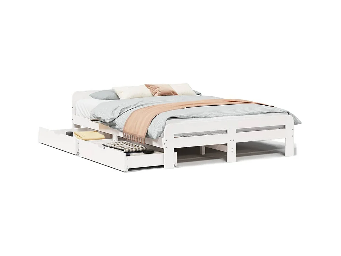 Cadre de lit sans matelas blanc 140x200 cm bois de pin massif