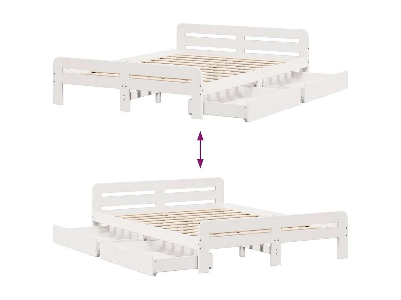 Cadre de lit sans matelas blanc 140x200 cm bois de pin massif