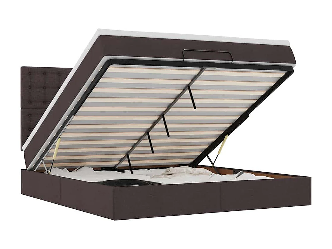 Ottoman-Bett mit Matratze & LEDs Dunkelbraun 160x200 cm Stoff