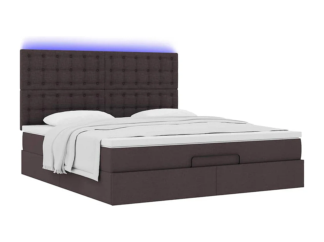 Ottoman-Bett mit Matratze & LEDs Dunkelbraun 160x200 cm Stoff
