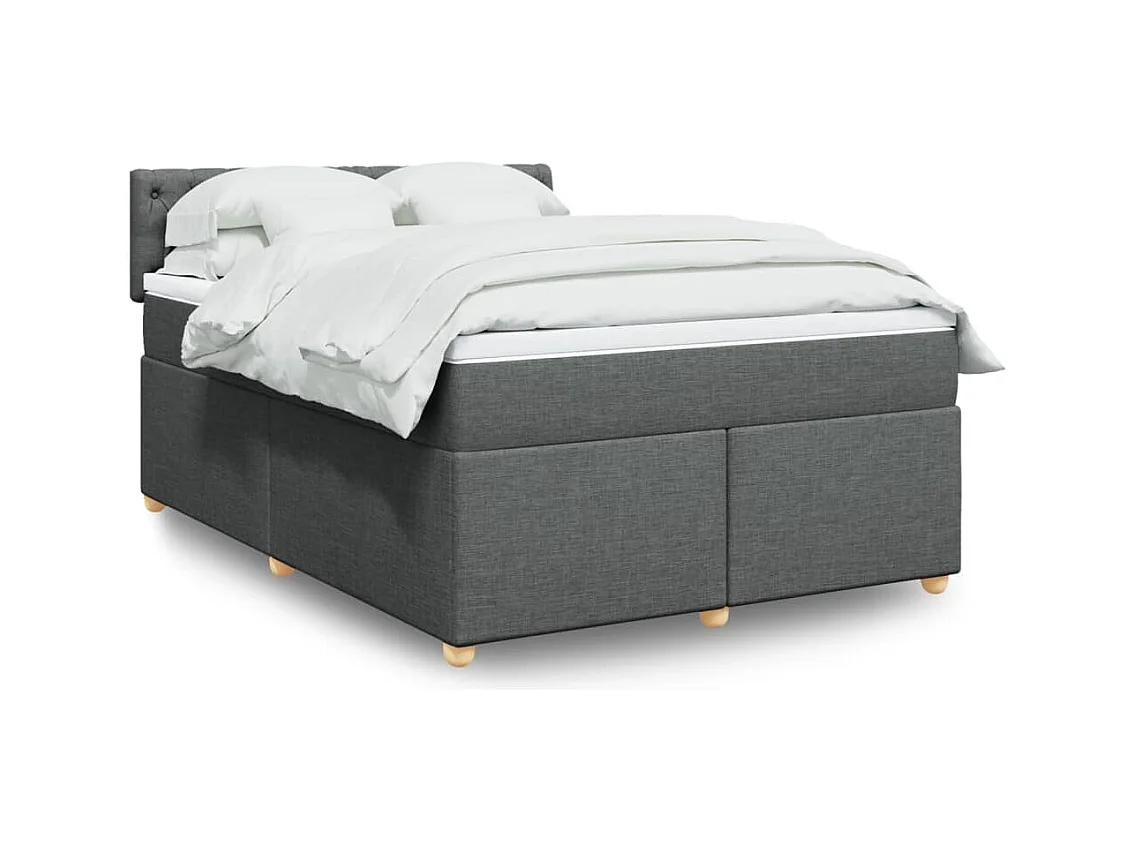 Sommier à lattes de lit avec matelas Gris foncé 140x190cm Tissu