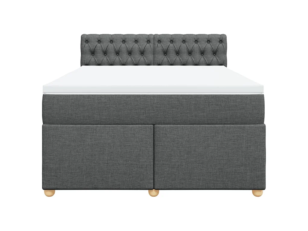 Cama box spring con colchón tela gris oscuro 140x190 cm