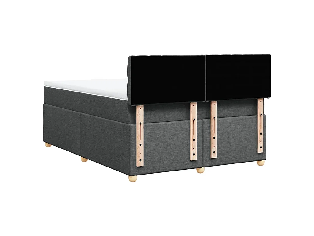 Cama box spring con colchón tela gris oscuro 140x190 cm