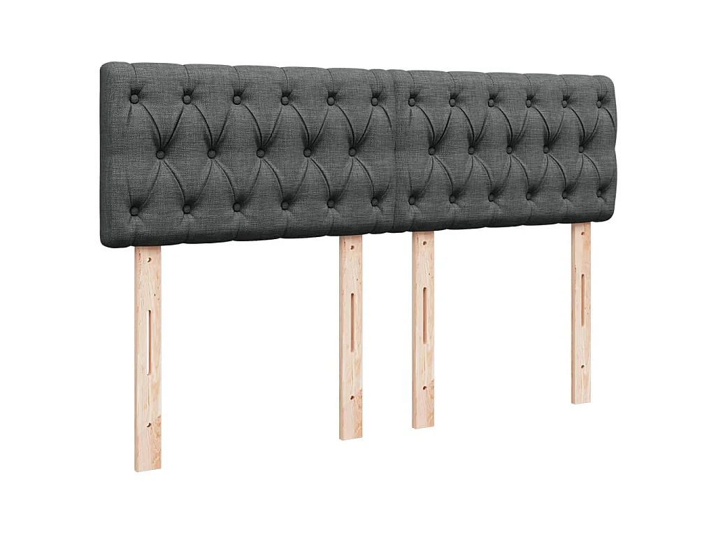 Cama box spring con colchón tela gris oscuro 140x190 cm
