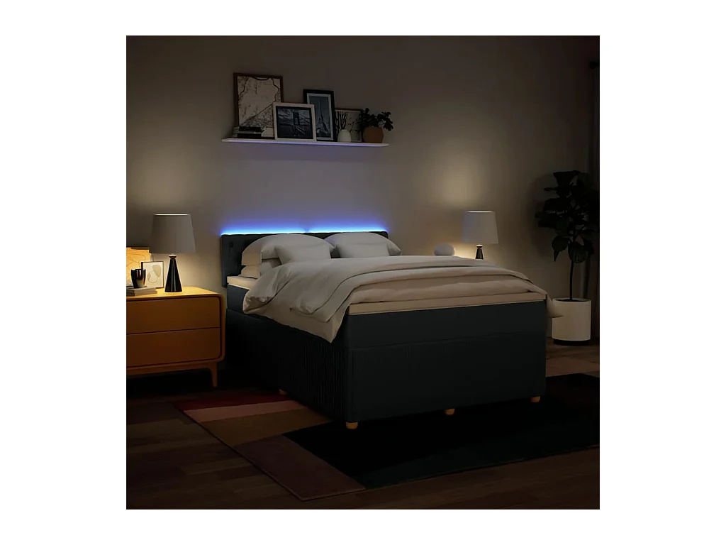 Boxspringbett mit Matratze Blau 160x200 cm Stoff