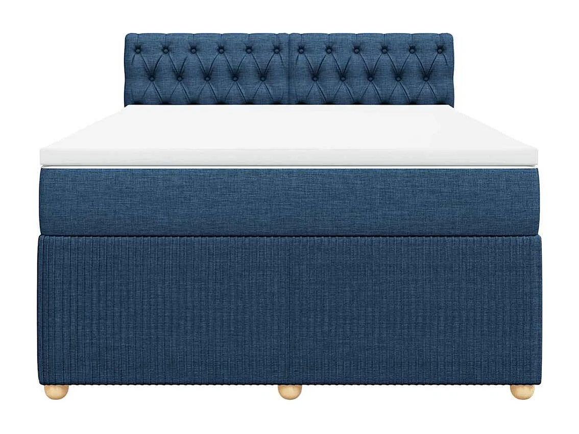Boxspringbett mit Matratze Blau 160x200 cm Stoff