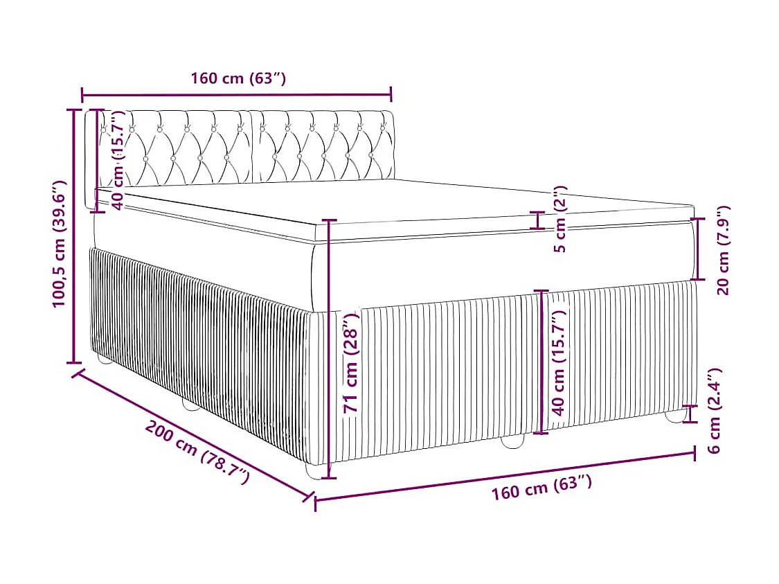 Boxspring met matras stof blauw 160x200 cm