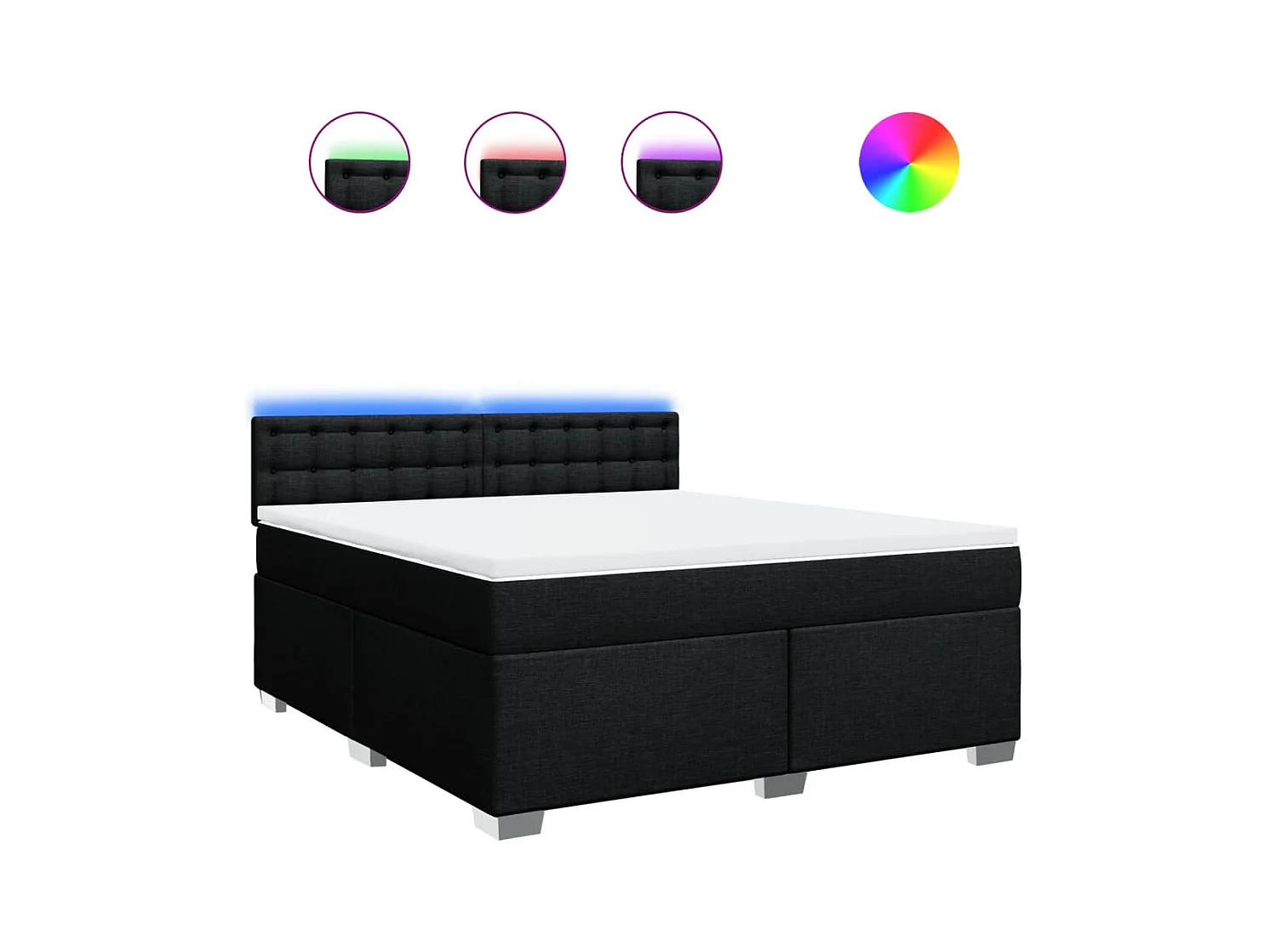 Boxspringbett mit Matratze Schwarz 180x200 cm Stoff