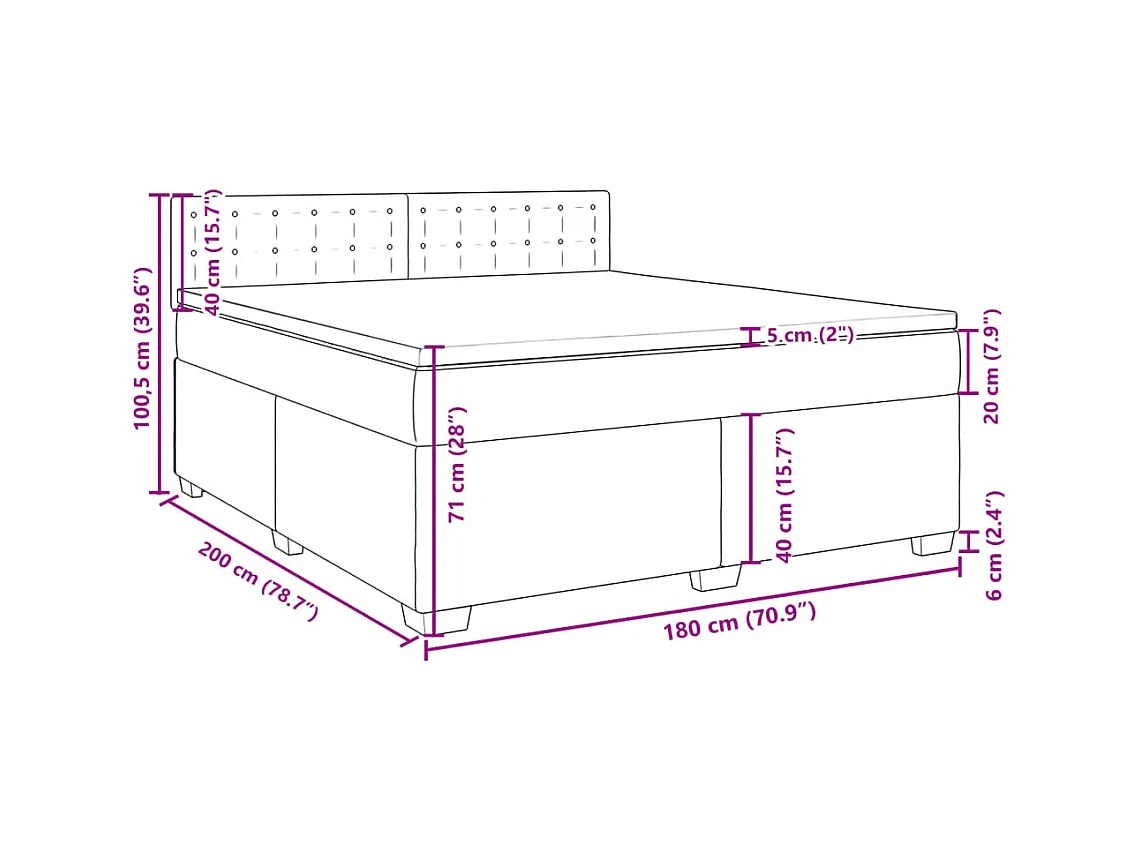 Boxspringbett mit Matratze Schwarz 180x200 cm Stoff