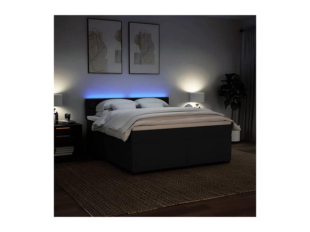 Boxspringbett mit Matratze Schwarz 180x200 cm Stoff