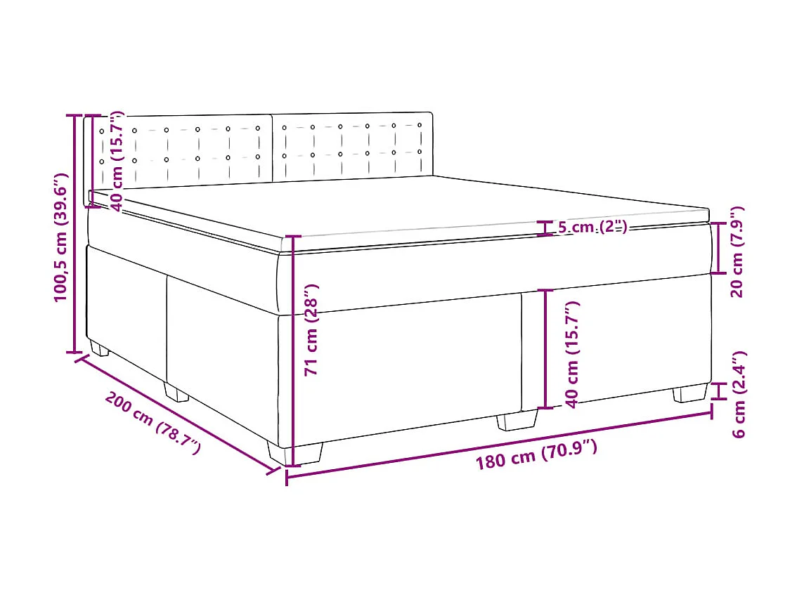 Boxspringbett mit Matratze Schwarz 180x200 cm Stoff