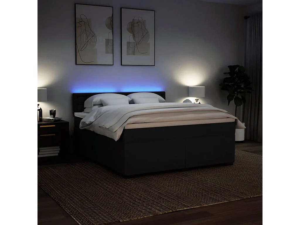 Boxspringbett mit Matratze Schwarz 180x200 cm Stoff