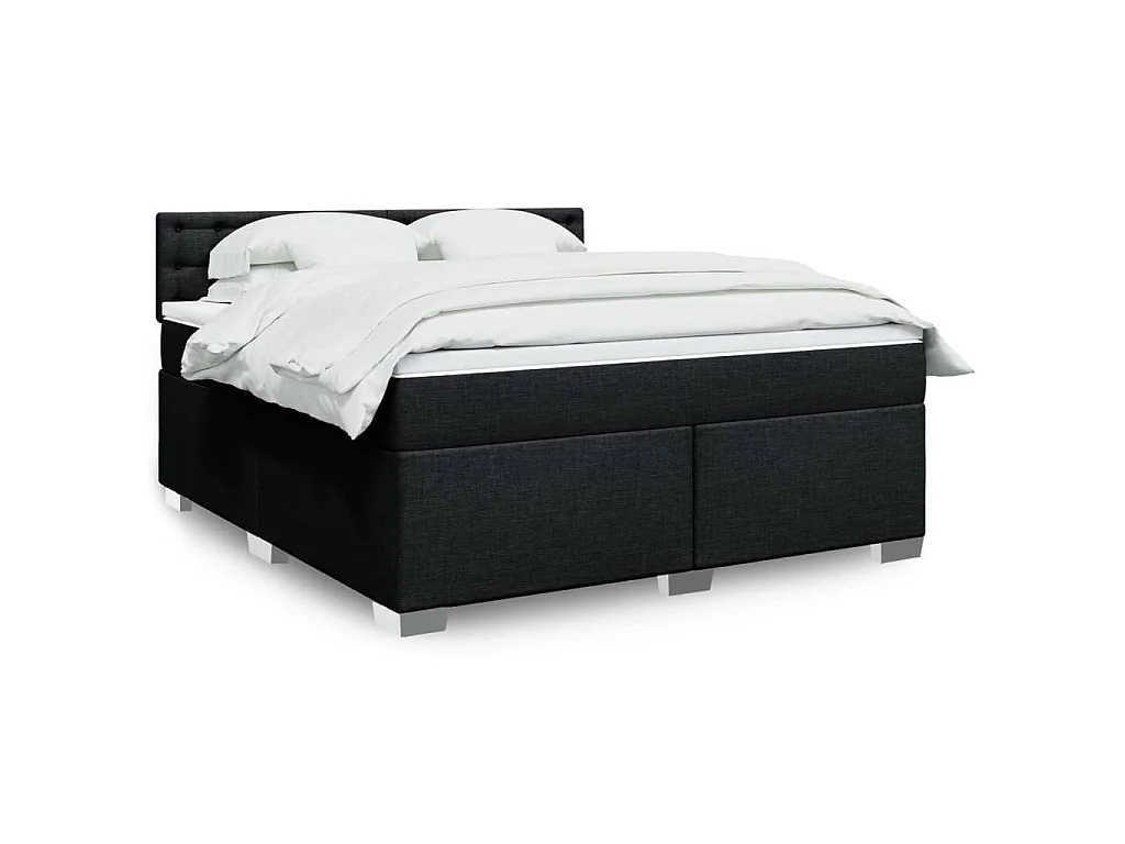 Giroletto a Molle con Materasso Nero 180x200 cm in Tessuto