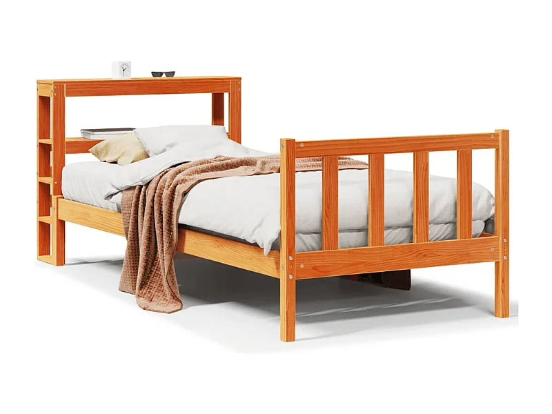 Bettgestell mit Kopfteil ohne Matratze Wachsbraun 90x190 cm