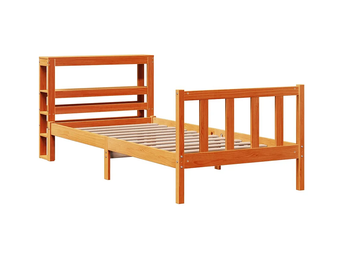 Cadre de lit avec tête de lit sans matelas cire marron 90x190cm