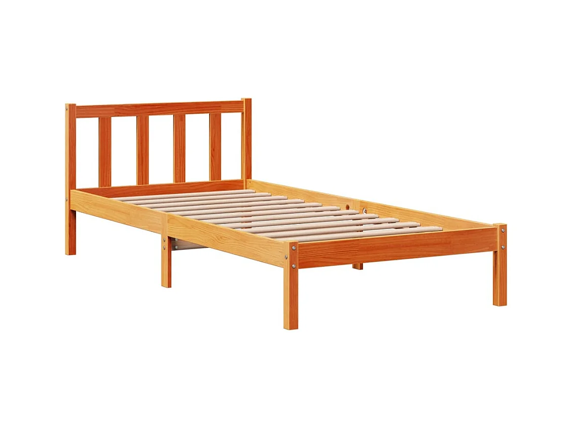 Cadre de lit avec tête de lit sans matelas cire marron 90x190cm