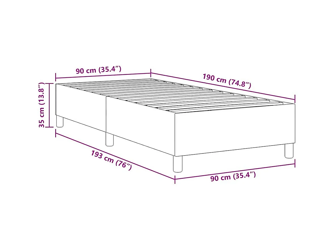 Lit à ressorts Gris foncé 90 x 190 cm Tissu en velours côtelé